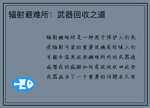 辐射避难所：武器回收之道